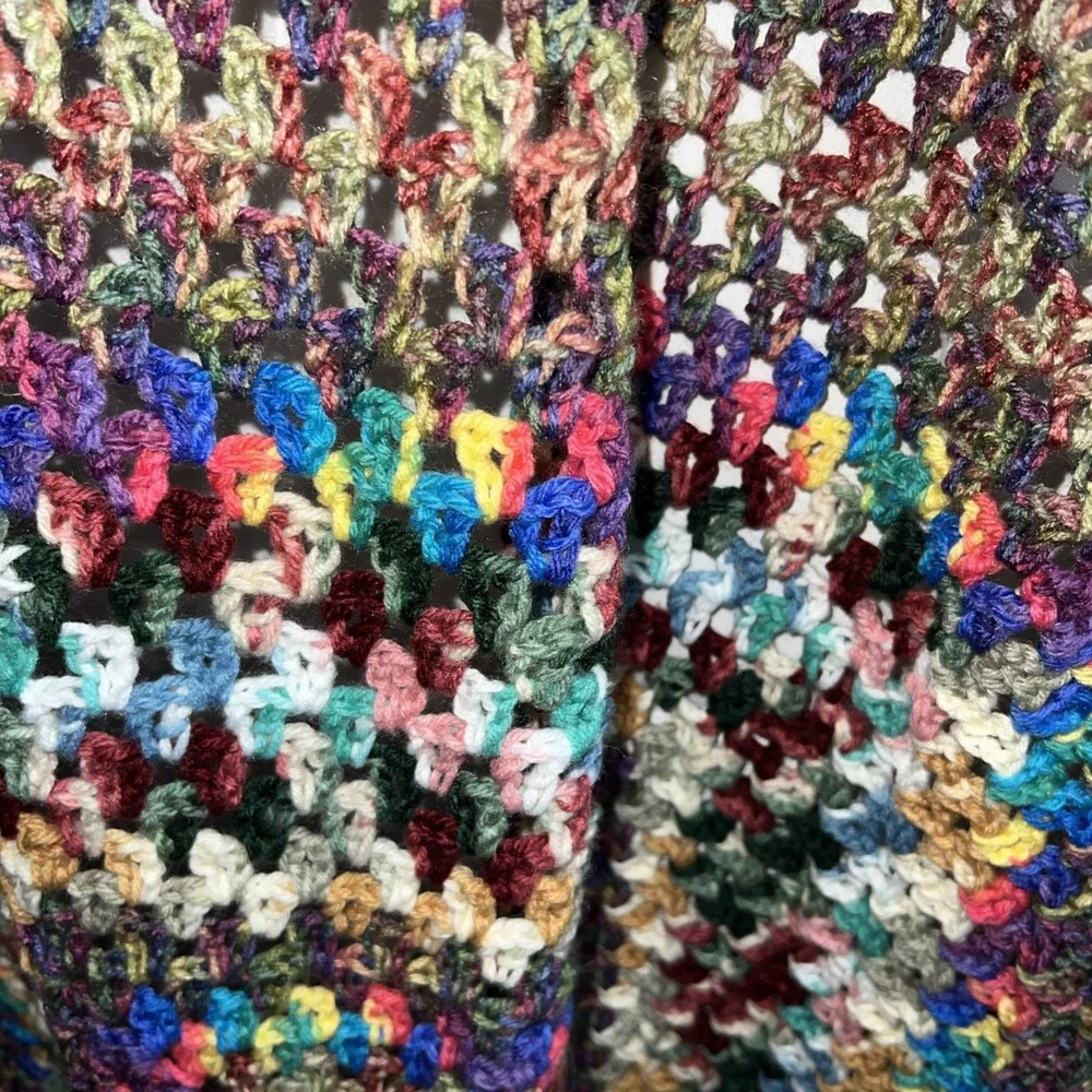 NEW HANDMADE crocheted afghan blanket throw53x54 Multicolor Beautiful New‎ Gift